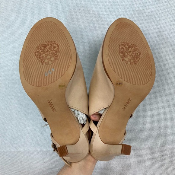 Vince‎ Camuto Sandals Womens Sz 9,5  Beige Open Toe Heel Slingback Leather NEW - Picture 4 of 7